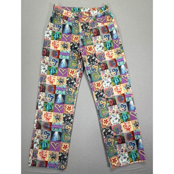 The Ragged Priest Denim - The Ragged Priest Patchwork Print Jeans Womens 14 Multicolor Excellent Y2K Retro